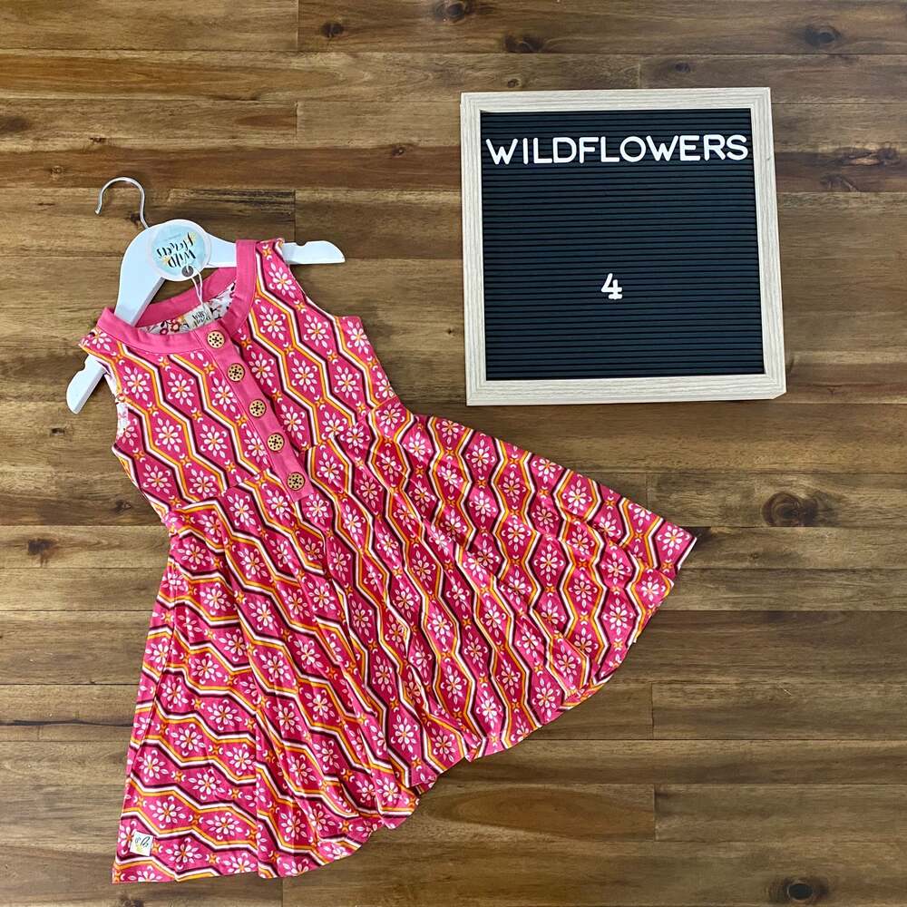 NWT Wildflowers Happy Go Lucky Libby Jean Knit Floral Pink Sleeveless Dress 4